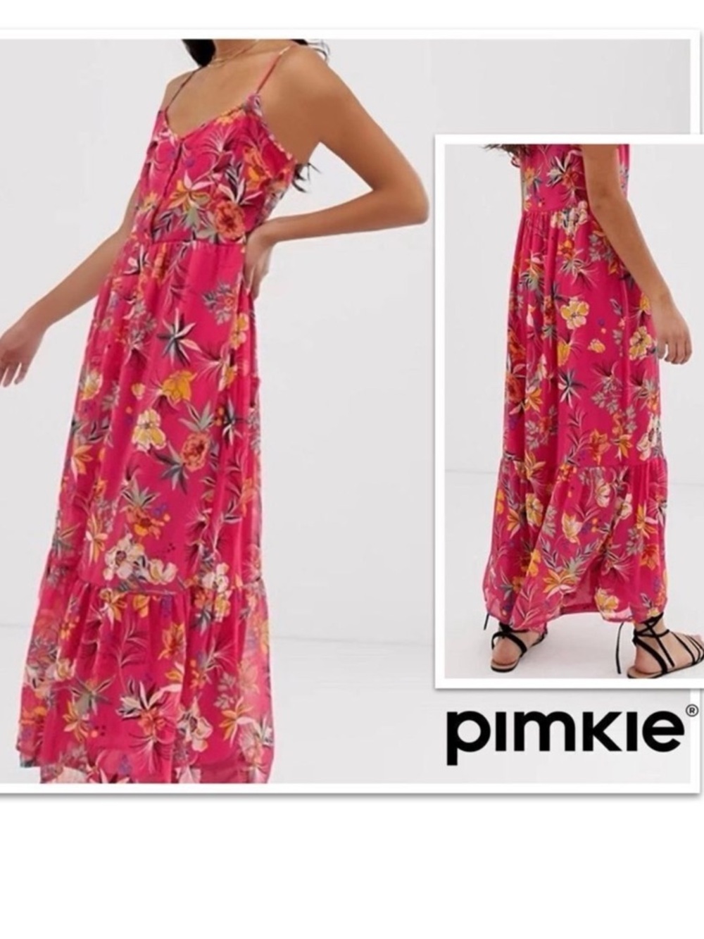 Pimkie Pink Floral Print Maxi Dress
